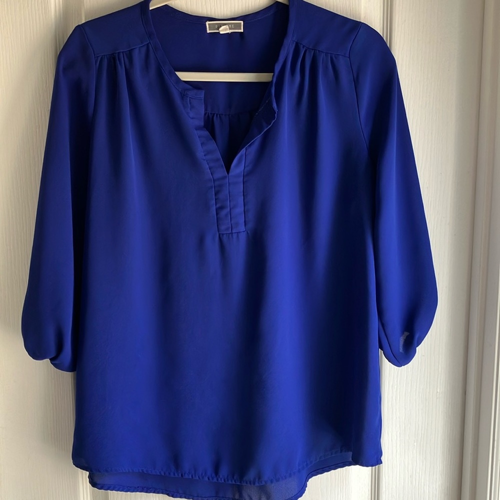 Pleione bright blue 3/4 sleeve blouse S